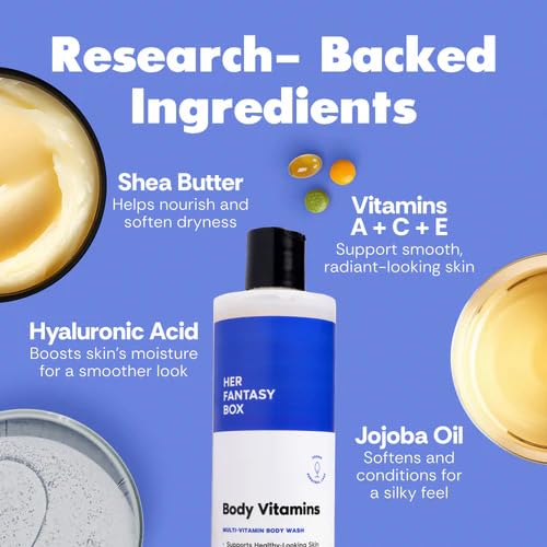 Her Fantasy Box | Body Vitamins Moisturizing Body Wash - Multi-Vitamin Cleanser with Vitamins A, B6, C & E, Hydrating & pH Balanced, Vegan & Cruelty Beauty & Personal Care Her Fantasy Box