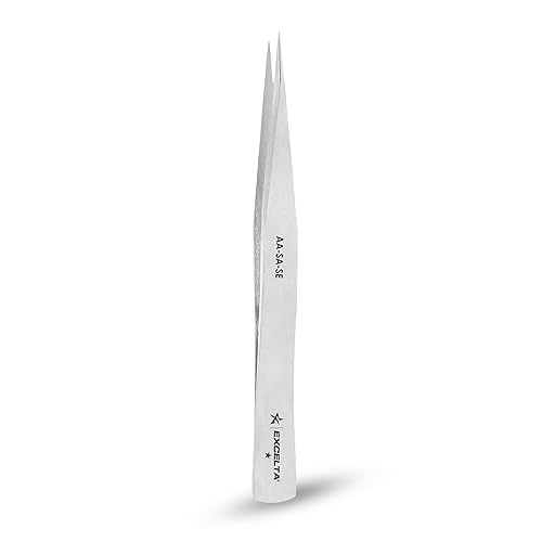 Excelta AA-SA-SE Straight Medium Pointed Tweezers, Anti-Magnetic Stainless Steel, ESD-Safe, Conductive, Precision Tweezers for Electronics, Jewelry Beauty & Personal Care Excelta