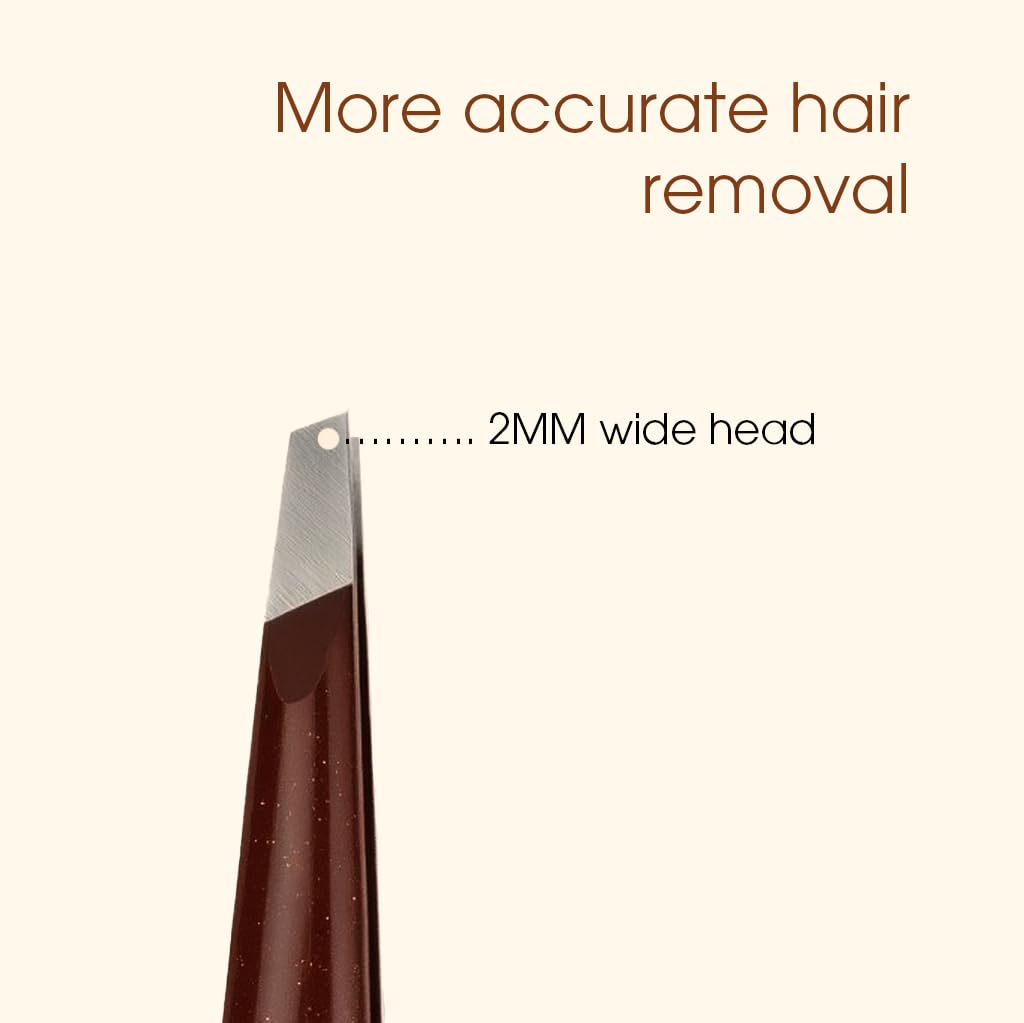 HH Tweezer - Professional Stainless Steel Eyebrow Tweezers with Genuine Leather Case for Makeup & Brow Artists (Brown) Beauty and Personal Care HH Beauty