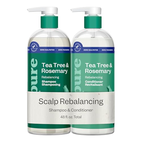 Renpure Tea Tree & Rosemary Shampoo and Conditioner Set, Plant Based - Refreshes & Rebalances Hair and Scalp - For Oily/Normal Hair - Tea Tree Leaf Beauty & Personal Care RENPURE