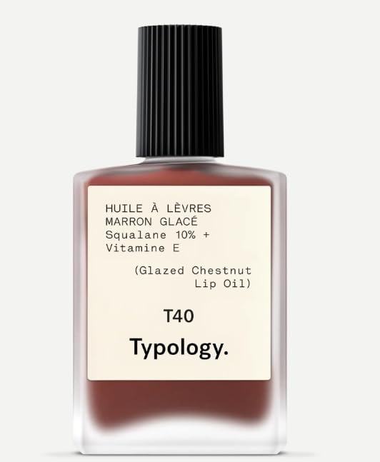 Typology T40 - Moisturizing Lip Oil 10% Squalane + Vitamin E - Glazed Chestnut Beauty & Personal Care Typology