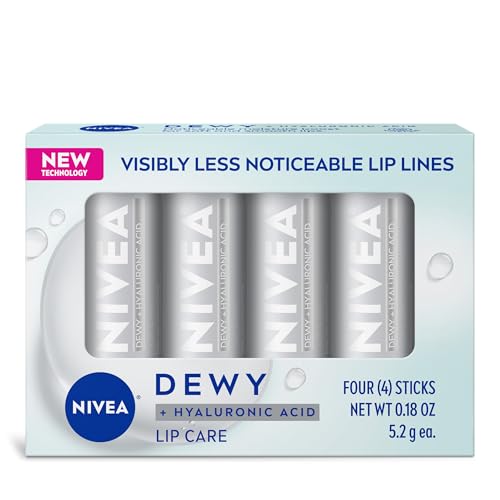 NIVEA Dewy Lip Balm with Hyaluronic Acid, Lightweight and Ultra-Hydrating for All Day Moisture, Leaves Visibly Less Noticeable Lip Lines and No Waxy Beauty and Personal Care NIVEA