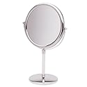 JERDON Two-Sided Tabletop Makeup Vanity Mirror - 5X-1X Magnification & Swivel Design - 9-Inch Diameter Mirror with Adjustable Height - Polished Chrome Beauty & Personal Care JERDON