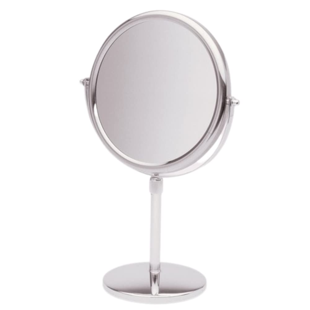 JERDON Two-Sided Tabletop Makeup Vanity Mirror - 5X-1X Magnification & Swivel Design - 9-Inch Diameter Mirror with Adjustable Height - Polished Chrome Beauty & Personal Care JERDON