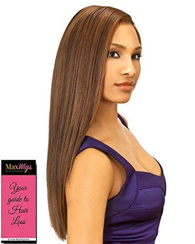 Inspire 8" Yaki Human Hair Weave Wig Color FS4/27 - Elements Extensions Heat Friendly African American Womens Bundle w/MaxWigs Hairloss Booklet