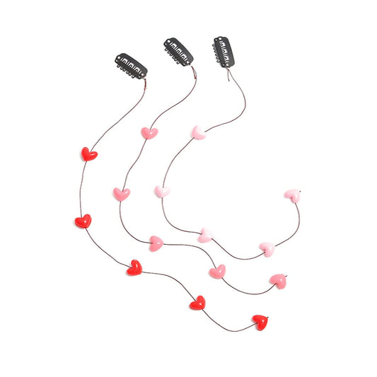 Numblartd Set of 3 Handmade Streamline Hair Extensions Hair Clip Pins with Acrylic Love Heart Bead - DIY Hair Clip Comb Hairpin Headdress Hair Beauty & Personal Care Numblartd