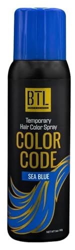 BTL Professional BTL Color Code Temporary Hair Color Spray-On! Vibrant & Easy to Wash | Fast Drying (3oz/80g) (Sea Blue, 3oz/80g) Beauty & Personal Care BTL Professional