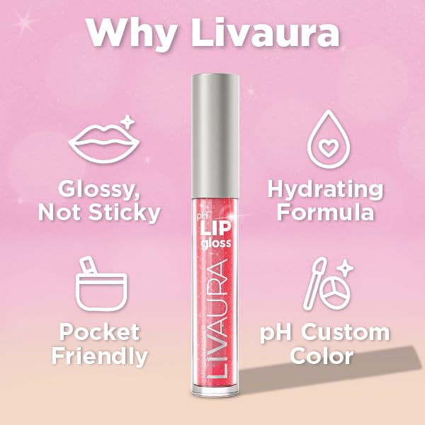 LIVAURA Shimmer Lip Gloss pH Activated, Glitter Lip Gloss for Women, Glossy, Shiny, Sparkly LipGloss, High-Shine Glittery Lipstick, Glimmer Sparkle Beauty & Personal Care LIVAURA