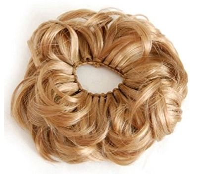 Funbun Curly Synthetic Hair Wrap Elastic Band Women's Hairpiece Chignon Ponytail Accent Fun Bun by easihair - 31F Apricot Tart