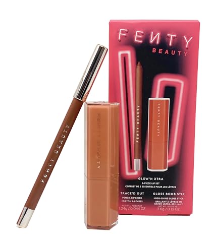 FENTY BEAUTY Glow'N Xtra 2 Piece Lip Set - Lip Liner (Extra Thigh) and Gloss Bomb Stix (Fenty Glow) Beauty & Personal Care FENTY BEAUTY