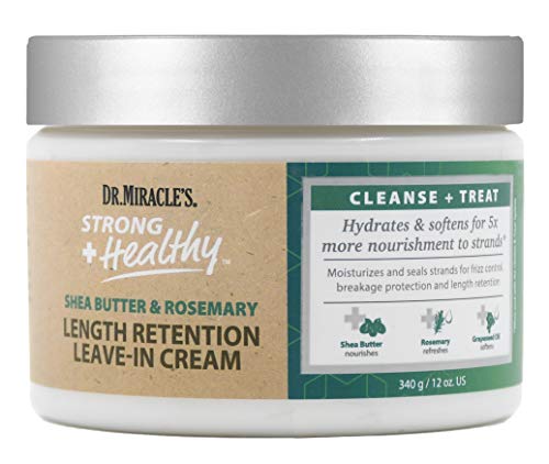Dr.Miracle's Strong & Healthy Length Retention Leave In Cream. Contains Shea Butter, Rosemary and Grapeseed oil 12 oz Beauty & Personal Care Dr. Miracle's