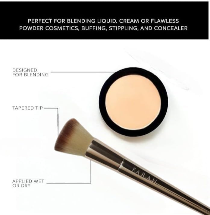 F.A.R.A.H® Flat Foundation Brush 615F - Vegan Bristles, Precision Foundation Application for an Airbrushed Finish Beauty & Personal Care F.A.R.A.H