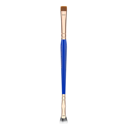 Bdellium Tools Professional Makeup Brush - Golden Triangle 727 Double-Ended Bent Lash Fan/Flat Definer - With All-Vegan Synthetic Fibers, For Clean