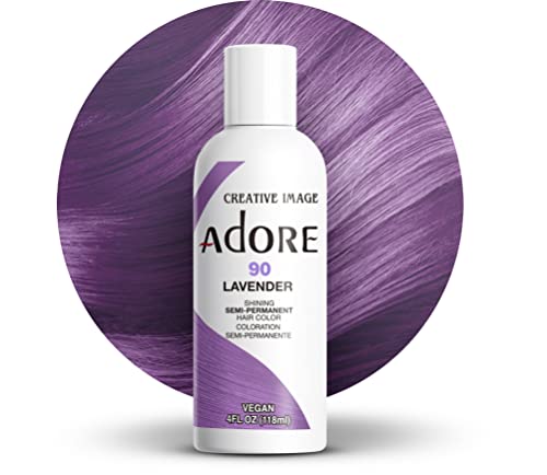 Adore Semi Permanent Hair Color (090 Lavender) | Vegan & Cruelty-Free Purple Hair Dye | No Ammonia, No Peroxide, No Alcohol | 4 Fl Oz Beauty & Personal Care Adore
