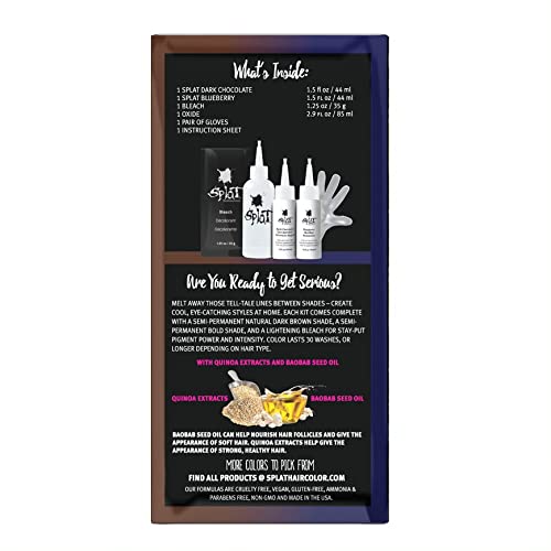 SPLAT MELTS COMPLETE KIT WITH BLEACH AND 2 SEMI-PERMANENT HAIR COLORS (Blueberry & Dark Chocolate) Beauty & Personal Care Splat
