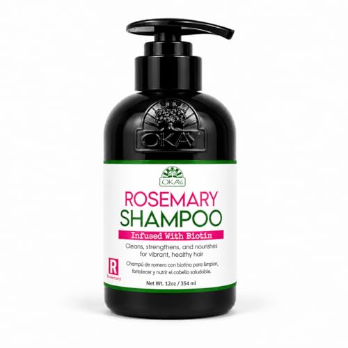 OKAY Rosemary Shampoo with Biotin 12oz - Hair Growth & Strengthening Shampoo, Cleanses Scalp, Reduces Breakage, Moisturizes & Adds Shine, Sulfate