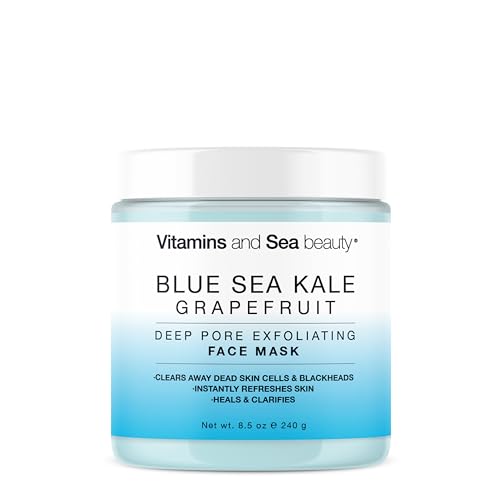Deep Pore Exfoliating Face Mask with Blue Sea Kale Grapefruit - for Blackheads, Dead Skin Removal, Clarifying & Hydrating - Vegan & Clean Skincare Beauty & Personal Care VITAMINS AND SEA BEAUTY