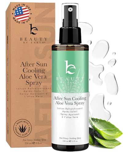 Beauty by Earth After Sun Cooling Aloe Vera Spray - USA Made With Organic Aloe Vera, Fast Absorbing After Sun Care for Sunburn Relief, Skin Cooling Beauty & Personal Care Beauty by Earth