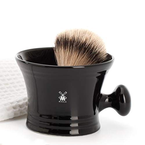 MÜHLE Black Porcelain Platinum Rim Shaving Mug - Shave Dish Accessory for Soaps and Creams, Modern Black Design Beauty and Personal Care MÜHLE