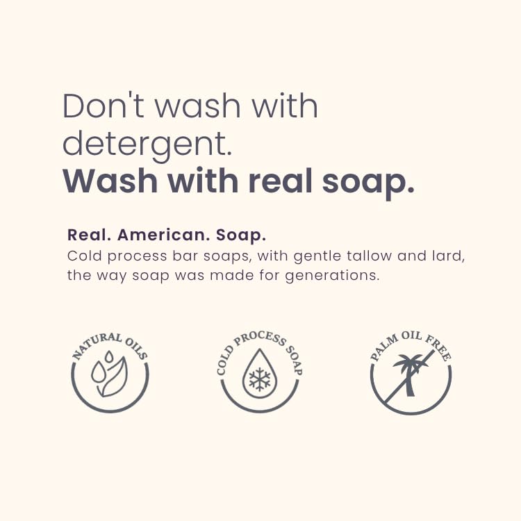 Soak Street Real American Soap, Clean & Unscented (Single 5oz Bar) - Long-Lasting, Moisturizing Natural Bar Soap with Grass-Fed Tallow, Gentle Lard Beauty & Personal Care Soak Street