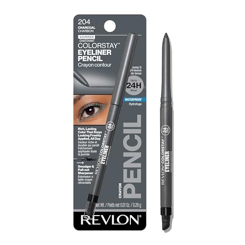 REVLON ColorStay Pencil Waterproof Eyeliner, Smudge-Proof, Eye Makeup with Built-In Sharpener, 204 Charcoal, 0.01 oz Beauty & Personal Care REVLON