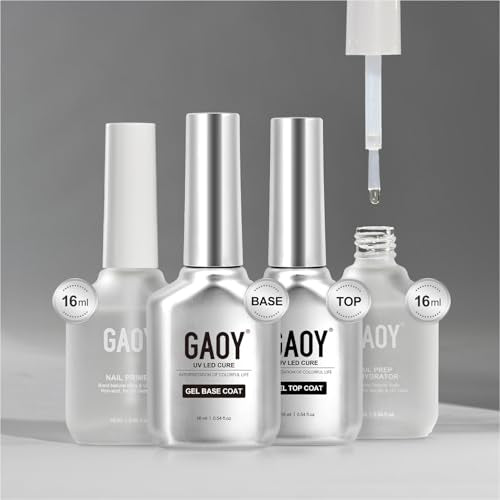 GAOY 16ml Nail Dehydrator and Primer with Gel Top and Base Coat, 4 Pcs Acid-Free Natural Nail Prep Dehydrate Bond Primer Professional Set, for Gel Beauty and Personal Care GAOY Default Title