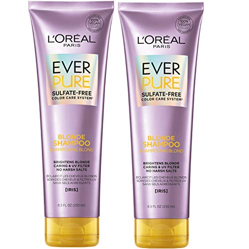 L'Oreal Paris EverPure Blonde Sulfate Free Shampoo for Color-Treated Hair, Neutralizes Brass + Balances, For Blonde Hair, 2 Count (8.5 Fl; Oz each)