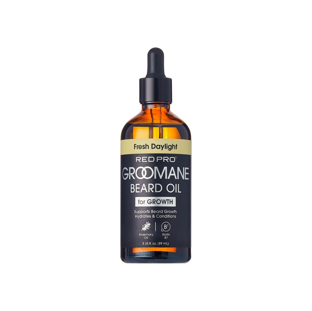 Red by Kiss Groomane Beard Oil, Rosemary Oil & Biotin, Promotes Full, Healthy Look Beard Strengthen Facial Hair, Reduces Breakage (3 fl.oz, Fresh Beauty and Personal Care Red by Kiss