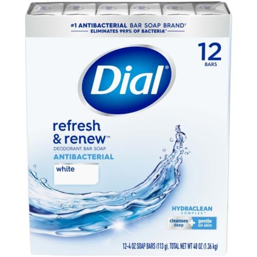 Dial Antibacterial Deodorant Bar Soap, 4 oz bars, White, Pack of 12 Beauty & Personal Care Dial