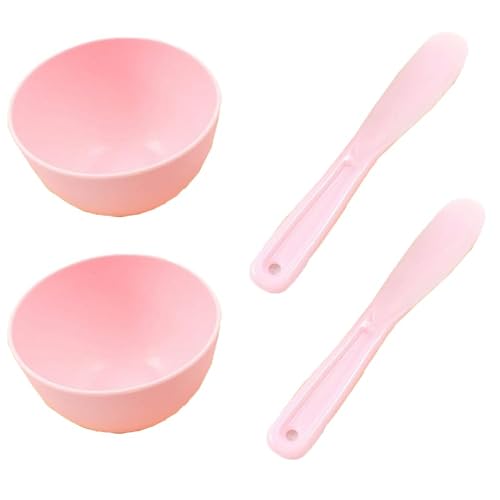 BFLCTTBD 2 Pairs Pink Face Mask Mixing Bowl Set Silicone Mixing Bowl Spatula For Face Mask Small Flexible Rubber Spa Facial Face Mask Mixing Bowl Beauty & Personal Care BFLCTTBD
