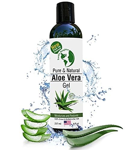 Earth's Daughter Organic Aloe Vera Gel from Fresh Cut 100% Pure Organic Aloe leaves - Fast Absorbing for Face, Skin, Hair & Body - Vegan, Unscented Beauty & Personal Care Earth's Daughter