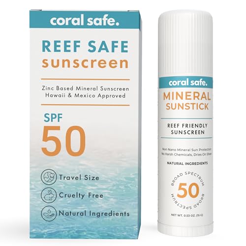 Reef Safe Sunscreen SPF 50 Facestick - Biodegradable, Hawaii & Mexico Approve, Zinc, Vitamin E, Oxybenzone & Octinoxate Free, Water Resistant, Natural Beauty & Personal Care Coral Safe