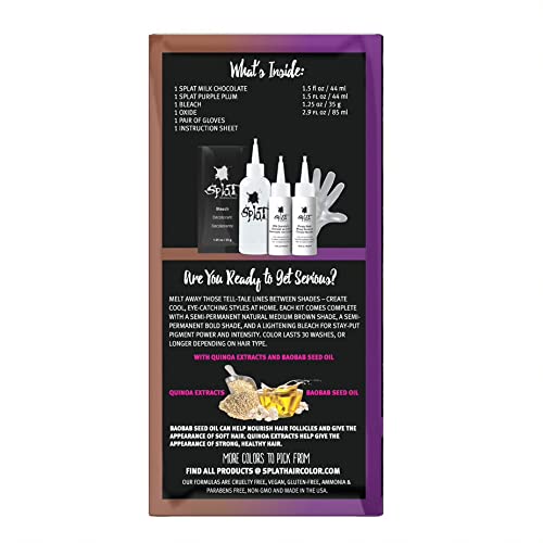 SPLAT MELTS COMPLETE KIT WITH BLEACH AND 2 SEMI-PERMANENT HAIR COLORS (Purple Plum & Milk Chocolate) Beauty & Personal Care Splat