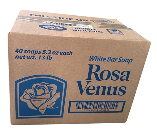 Jabon Rosa Venus Blanco Clasico 150 g / 5.29 oz Pack of 12, 20 or 40 Pack, Bar (40) Beauty & Personal Care La corona