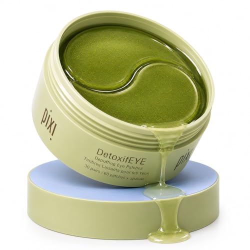 Pixi DetoxifEYE Depuffing Hydrogel Eye Patches with Cucumber, Hyaluronic Acid & Caffeine for Puffy Eyes and Dark Circles | Treats Tired Eyes Beauty & Personal Care Pixi