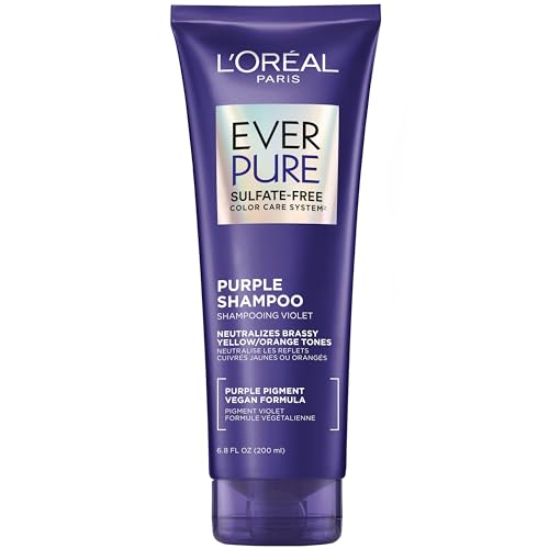 L’Oreal Paris Sulfate Free Brass Toning Purple Shampoo for Blonde, Bleached, Silver, or Brown Highlighted Hair, EverPure, 6.8 Fl Oz (Packaging May Beauty & Personal Care L'Oreal Paris