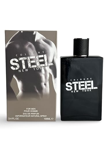 United Scents Cologne STEEL New York Eau de Parfum for Men, 3.4 Fl Oz, Grapefruit, Bergamot, Pepper, Ginger, Sage, Lavender, Wood, Moss, Suede Beauty & Personal Care United Scents