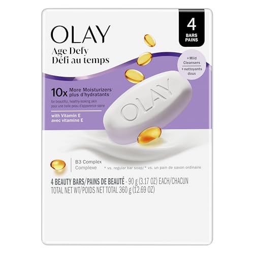 Olay Beauty Bar, Age Defying, 10x More Moisturizers, Smooth & Gentle on Skin, Vitamin E & Vitamin B3 Complex, For All Skin Types, Shea Butter Scent Beauty & Personal Care Olay