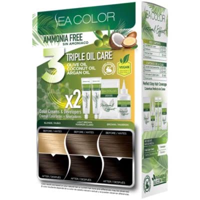 Natural Effect Hair Dye Kit - Permanent Color & Ammonia Free - Black (1 Kit) Beauty & Personal Care Sea Color