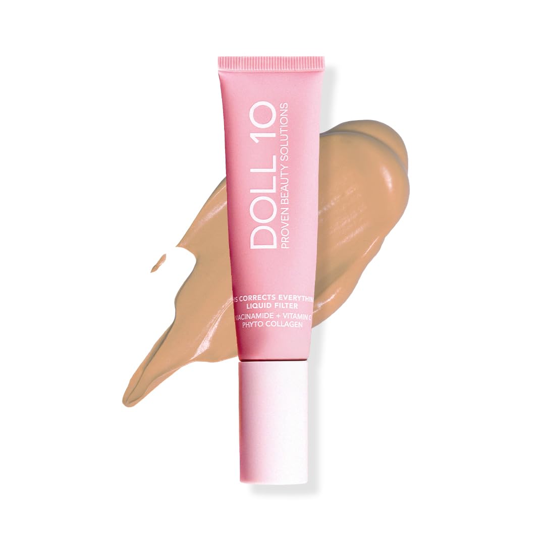 Doll 10 TCE Liquid Filter - CC Cream - Liquid Foundation - Lightweight Tinted Moisturizer & Skin Tint - Blurs Pores & Fine Lines - Vegan - Clean