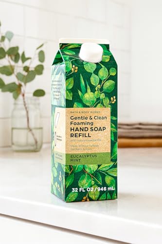Bath & Body Works Eucalyptus Mint Gentle & Clean Foaming Hand Soap Refill, 32 fl oz / 946 ml, Refreshing Aromatherapy Scent with Essential Oils Beauty & Personal Care Bath & Body Works