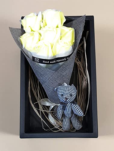 Abbie Home Rose Bouquet 7 Scented Soap Flower Gift Box with Cute Teddy Bear for Her Girlfriend Teen Girls Anniversary, Birthdays, Valentine's Day Beauty & Personal Care Abbie Home