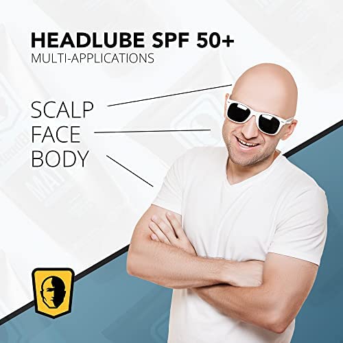 HeadBlade HeadLube SPF 50 Men's Lotion and Sunscreen - No Greasiness, Sweat Resistant, Formulated for Face, Body & Scalps - Water Resistant for 80 Beauty & Personal Care HeadBlade