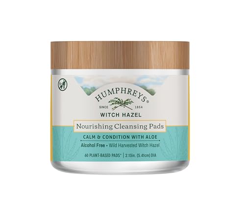 Humphreys Witch Hazel Nourishing Cleansing Pads | Wild Harvested Witch Hazel & Aloe | Hydrating, Natural Alcohol-Free Formula | 60 Rounds Beauty & Personal Care Humphreys