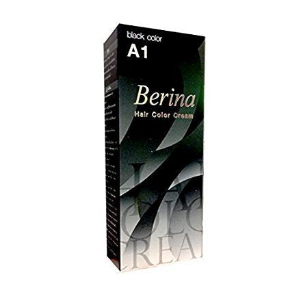 Pack of 1 Box Berina Black Hair Dye A1 Hair Color Cream Black 60 G. Super Permanent Fashion Unisex Beauty & Personal Care Berina