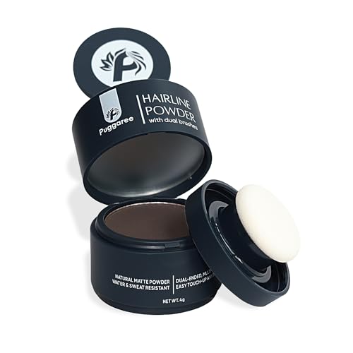 Puggaree Dual Ended Hairline Powder for Root Touch Up and Grey Coverage - Water & Sweat Resistant, Long-Lasting ?#01 Dark Brown? Beauty & Personal Care Puggaree