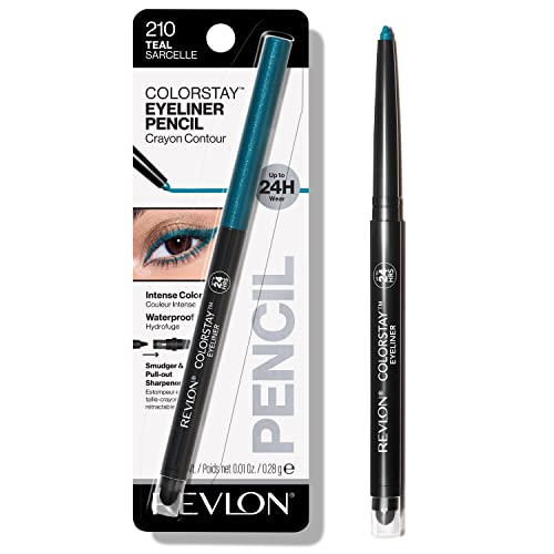 Revlon ColorStay Pencil Waterproof Eyeliner, Smudge-Proof, Eye Makeup with Built-In Sharpener, Packaging May Vary, 210 Teal, 0.01 oz Beauty & Personal Care REVLON