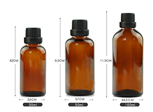 3PCS Empty Amber Glass Essential Oil Bottles with Orifice Reducer and Black Cap Chemistry Lab Chemicals Cosmetic Colognes Perfume Aromatherapy Jars Beauty & Personal Care Happyupcity
