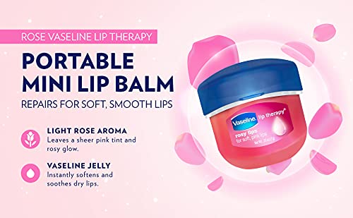 Vaseline Lip Therapy Lip Balm Mini, Rosy Lips - Lip Repair in a Container for Cracked, Dry Lip - Travel Size 0.25 oz (Pack of 4) Beauty and Personal Care Vaseline