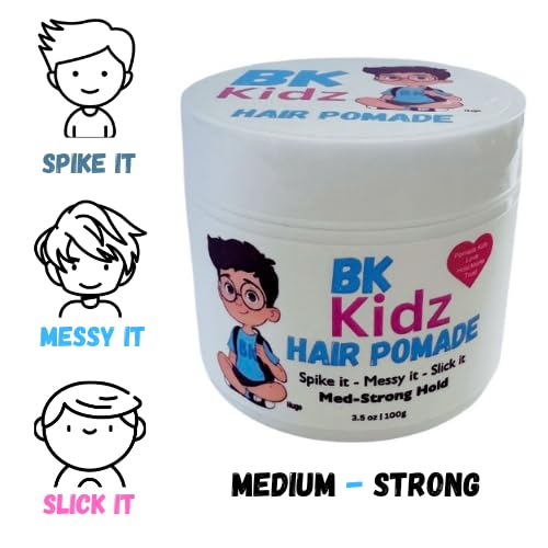 Boys Hair Pomade BK Kidz 3.5 oz - Strong Hold Gentle Formula for Kids Toddlers, Water-Based Easy Washout, Long-Lasting Styling Beauty & Personal Care Bonsai Kids Hair Care